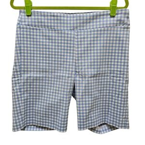 J.McLaughlin Masie Shorts Womens 12 Blue White Gingham Chambray Pull On New